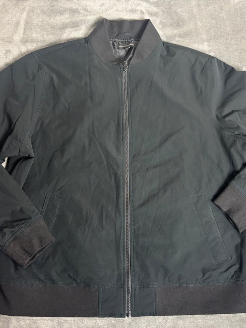 Banana Republic Men's XL Bomber Jacket Black Full Zip Pockets Lined